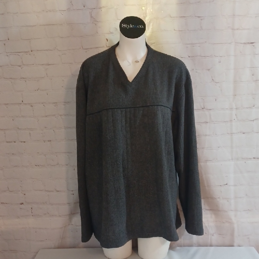 Axcess Gloria Vandebilt  Y2K Chunky XXL Gray V-Neck  Sweater
